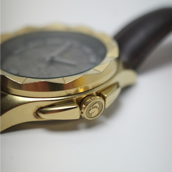 Karl Lagerfeld KL1038 Unisex Brown Leather Gold Bezel Men's Watch - Picture 4 of 15